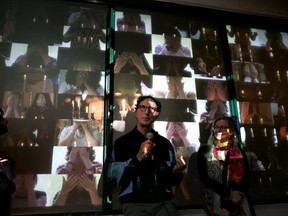 Philip Szporer and Marlene Millar, co-directors and co-producers of the 1001 Lights video installation at its vernissage at the Museum of Jewish Montreal in late January. The exhibit runs to mid-April.