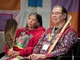 Sedalia Kawennotas Fazro and Oscar Kistabish at the opening of the Montreal hearings of the National Inquiry into Missing and Murdered Indigenous Women and Girls.