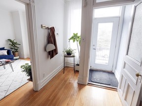 The front entrance of Sylvie Li's Mile End condo, a top-floor unit in a 1920s triplex.