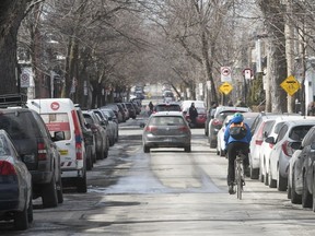 The bicycle boulevard plan on St-André St. will affect a two-kilometre stretch between Cherrier St. and Laurier Ave. (Pierre Obendrauf / MONTREAL GAZETTE)