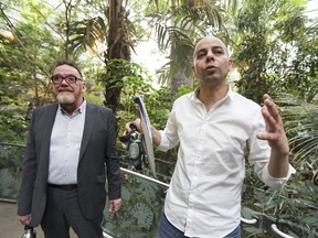 Architect Remi Bebawi, right, and interim director Yves Paris give reporters a tour of the Biodôme on Tuesday, march 27, 2018.
