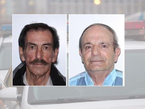 Roger Legault, 75, left, and René Poirier, 81, right, were arraigned in Longueuil.