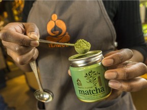 A barista prepares matcha tea: Drinking the unsweetened beverage was a pleasant experience, Joe Schwarcz writes, but adding matcha to desserts is just marketing gimmickry that does not make them any less sugar-laden.