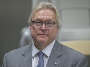 Quebec Health Minister Gaétan Barrette, seen in a file photo, says he's on track to fulfilling an election promise made in 2014 to have 50 super  clinics open in Quebec by 2018.