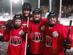 Former Olympic hockey player Cassie Campbell-Pascall conducts a workshop for young hockey players on Parliament Hill in Ottawa on Dec. 14, 2017. Credit: Patrick Doyle, Postmedia News