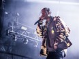 Travis Scott, pictured at the 2018 Okeechobee festival, was an hour and 18 minutes late for his headline performance at this year's Osheaga — a first for the festival.