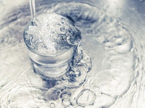 Clear tap water for drinking.