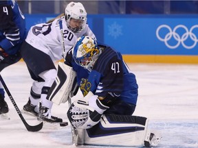 Finnish Olympic goalie Noora Raty, stopping Hannah Brandt of the U.S. the Pyeongchang Olympics, made 17 saves for the shutout on Friday as Kunlun Red Star dropped Les Canadiennes 3-0 in CWHL action in Shenzhen, China.