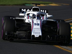 Lance Stroll steers his Williams — with its "halo" safety device — during practice for the Australian Grand Prix.