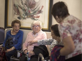 Asked if she has advice for those in their 50s, 102-year-old Doris Lerner Schwartz, left, does not skip a beat. “You have a long way to go,” she said.