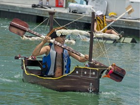 Among duct tape's mythical properties is this pirate ship, which was built in Florida in 2014 using a 4-by-8-foot sheet of plywood, two 8-foot-long two-by-fours, a pound of fasteners and epoxy paint ... and a roll of duct tape.