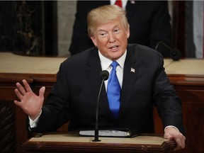 President Donald Trump delivers his State of the Union address to a joint session of Congress on Capitol Hill in Washington, Tuesday, Jan. 30, 2018.