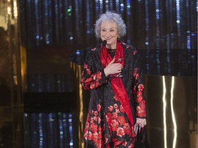 Margaret Atwood receives the Academy Board of Directors Award at the Canadian Screen Awards in Toronto on Sunday, March 11, 2018.