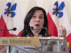 Mayor Valerie Plante speaks to the media at a news conference Monday, December 18, 2017 in Montreal.