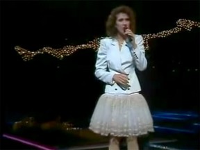 Céline Dion performs at the 1988 Eurovision Song Contest