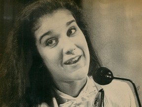 Céline Dion accepts a Félix award at the 1983 ADISQ gala in Montrea