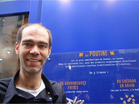 Chef Erwan Caradec, 39, outside his Paris resto La Maison de la Poutine. Photo by Vivian Song.
