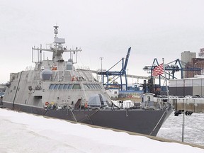 The Port of Montreal says it is working to deal with noise complaints from locals about a U.S. warship stuck here since December. The USS Little Rock is shown moored in Montreal's old port, Sunday, January 21, 2018.