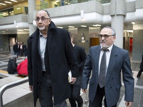 Quebec Islamic Cultural Centre members Boufeldja Benabdallah, left, and Mohamed Labidi in Quebec City on Wednesday. Bissonnette should receive the maximum sentence, Benabdallah said.