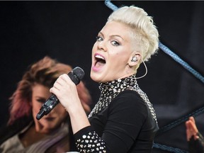 Pop musician Alecia Beth Moore, known as P!nk, performs at the Bell Centre in Montreal on Tuesday, December 3, 2013.