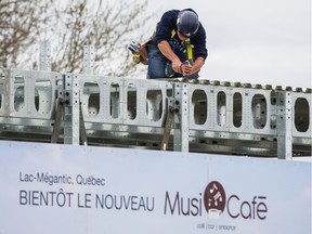 The Musi-Café being rebuilt in Lac-Mégantic on May 14, 2014.