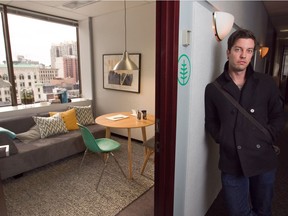 Julien Smith of Breather, outside one of the company's work spaces in downtown Montreal Thursday, October 24, 2013.