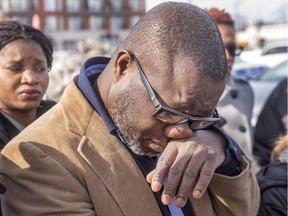 Kouadio Frédéric Kouakou, father of missing 10-year-old Ariel Jeffrey Kouakou, pauses as he speaks to the media on Thursday in Montreal.