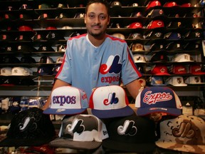 Remy Eyckerman displays Expos gear on sale at his Ste-Catherine St. store in 2010.