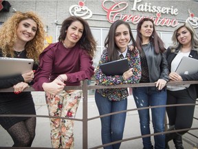 Rita Mansourati, left, Georgette Ghunem, Rim Koriel, Miray Hakimeh and Maria Haddad created the Facebook page Syrian Ladies of Montreal.