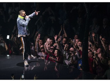 Justin Timberlake performs at the Bell Centre in Montreal on Sunday, April 8, 2018.