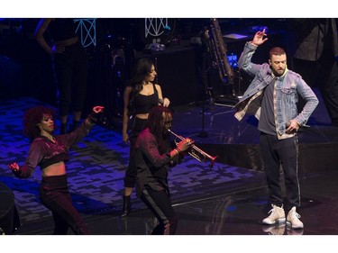 Justin Timberlake performs at the Bell Centre in Montreal on Sunday, April 8, 2018.