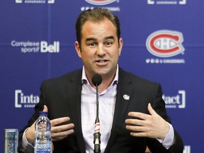 Montreal Canadiens owner and team president Geoff Molson meets the media to discuss the Canadiens' season at the Bell Sports Complex in Brossard on Monday April 9, 2018.
