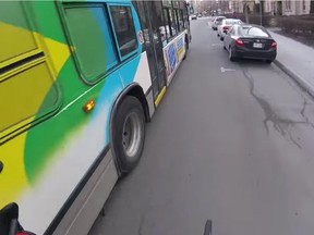 A still from the video taken by the cyclist, who was wearing a helmet camera.