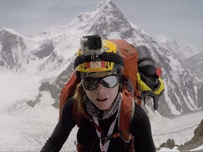 Monique Richard, pictured climbing K2 in Pakistan, will attempt to become the first solo woman to climb Canada’s highest mountain in a trek that begins next month.