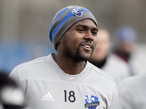 Montreal Impact's Chris Duvall takes part in a team practice in Montreal on Thursday, April 19, 2018.