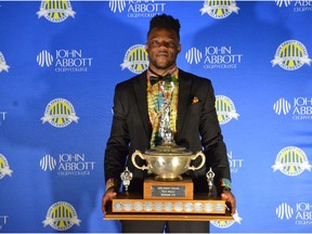 Football player Kwame Osei was named 2018 winner of the Jeff Mills Memorial Cup at the annual John Abbott College Athletic Awards banquet.