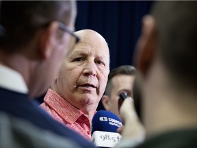 Canadiens head coach Claude Julien speaks to the media in at the team’s Brossard training facility after Dominique Ducharme was named a new assistant coach on April 27, 2018.