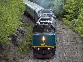 A Via Rail train moves through Halifax on Tuesday, June 4, 2013.