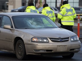 Police investigate a serious collision between a car and a pedestrian. File photo.