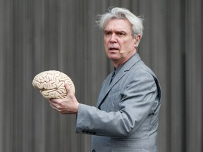David Byrne performs during Lollapalooza Sao Paulo 2018 at the Interlagos racetrack on March 24, 2018 in Sao Paulo, Brazil.