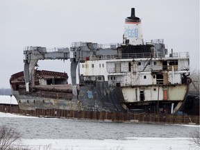 The Kathryn Spirit was abandoned in the St. Lawrence River near Beauharnois in 2011.
