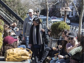 Baasje Huys and Joyce Peralta moved to the Plateau in 2014. “I love a place where the sidewalks are busy. I like for there to be a lot of people around,” she said.  (Christinne Muschi / MONTREAL GAZETTE)