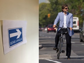 Luc Ferrandez, who was ticketed for biking the wrong way on a one-way street on Tuesday, tweeted on Thursday that his administrative assistant had posted one-way signs at City Hall
