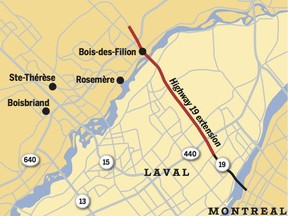 Proponents say an extended Highway 19 would allow improved access between the North Shore and métro service in Laval.