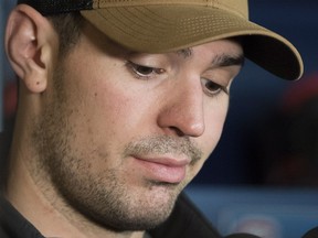 Montreal Canadiens goaltender Carey Price speaks to reporters during an end of season news conference in Brossard, Que., Monday, April 9, 2018.