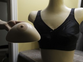A breast prosthesis and a bra with slot to hold it. Quebec will now cover the full cost of prostheses, up to $425.