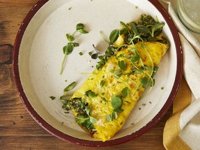 Recipe for Omelette with Sprouts and Pesto is one of more than 120 in TV cook Christine Tizzard’s book.