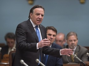 Coalition Avenir Québec Leader François Legault is seen during question period Wednesday, April 11, 2018, at the legislature in Quebec City.