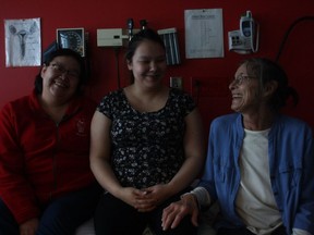 Saira Kakayuk (left), Elisapie Padlayat (middle) and Jennie Stonier are midwives in Salluit, the second northernmost Inuit community in Quebec.