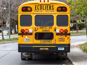 Alleged incident occurred Monday afternoon on a school bus carrying children home from an elementary school in the Greater Montreal region.